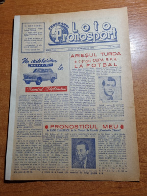 Loto pronosport 13 noiembrie 1961-ariesul turda a casticat cupa romaniei fotbal foto