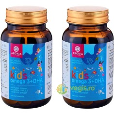 Pachet Kids Omega 3 + DHA pentru Cresterea si Dezvoltare Sanatoasa a Copillor 60cps+60cps masticabile