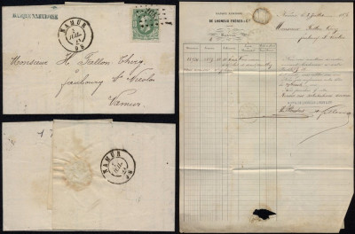 Belgium 1871 Postal History Rare Cover + Content Namur DB.280 foto