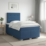Cumpara ieftin Pat boxspring cu saltea albastru 120 x 190 cm Tesatura