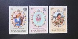 Swaziland 1981 Nunta Regală Prințul Charles și Prințesa Diana Set Complet 3 Timbre MNH Neștampilat - A183