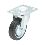 Roata pivotanta industriala 75x22 mm din cauciuc plin, cu placa otel, 35 kg