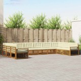 vidaXL Seturi de canapele 10 pcs Natural și Crem Lemn Solid de Acacia 3374220