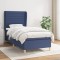 Pat box spring cu saltea, albastru, 90x190 cm, textil