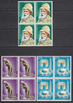 ROMANIA 1976 LP 906 CENTENARUL NASTERII LUI C. BRANCUSI BLOCURI DE 4 MNH foto