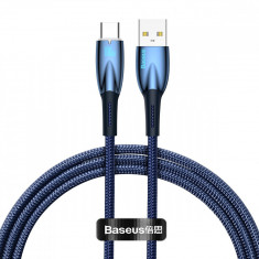 Cablu De încărcare Rapidă Baseus Glimmer Series USB-A - USB-C 100W 480Mbps 1m Albastru CADH000403