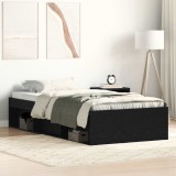 VidaXL Cadru de pat fără saltea Stejar negru 90x200 cm Lemn prelucrat