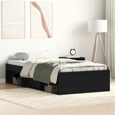 vidaXL Cadru de pat fără saltea Stejar negru 90x200 cm Lemn prelucrat 3329329 foto