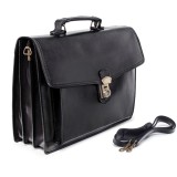 Servieta din piele naturala, Util Land Fashion, negru, S113