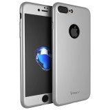 Husa IPAKY - Full Protection 360 Decupata - Iphone 7 Plus / 8 Plus (Silver) cu Folie Protectie Ecran