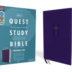 Niv, Quest Study Bible, Personal Size, Leathersoft, Blue, Comfort Print: The Only Q and A Study Bible
