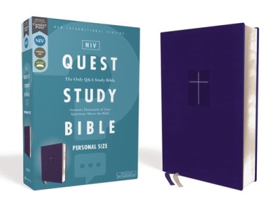 Niv, Quest Study Bible, Personal Size, Leathersoft, Blue, Comfort Print: The Only Q and A Study Bible foto