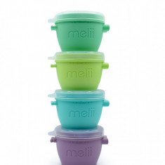 SET 4 RECIPIENTE SILICON SNAP&GO, MELII, 4*177 ML