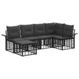 vidaXL Set de canapele de exterior 6 pcs Negru și Gri &icirc;nchis Poliester 3437733