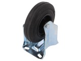 Roată Transport Rigidă ELESA+GANTER 125mm, Placă Montare, Guma, Tabla Oțel, Sarcina 86kg