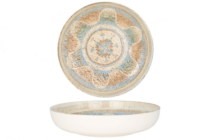 Rinart Farfurie ad&acirc;ncă - Celest - Porţelan - 22 cm (900cc) - set de 6