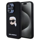 Husa Karl Lagerfeld iPhone 15 Pro Max Silicone MagSafe, Karl`s Head, KLHMP15XSKHPPLK