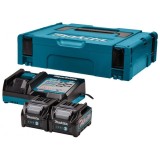 Makita 191V15-1 XGT - Set 2 acumulatori si incarcator Li-Ion 40 V 2 Ah valiza speciala