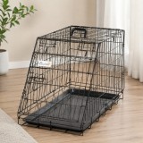 Cumpara ieftin Cusca Caini Pliabila Metal+Plastic ART Negru 77x47x60cm, Maner Transport, Portbagaj Auto, Baza Detasabila, <10kg