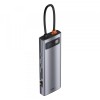 Hub USB-C Baseus, 3 x USB-A 3.0 - USB-C - HDMI - VGA - SD - microSD - RJ45, Gri CAHUB-CU0G