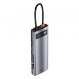 Hub USB-C Baseus, 3 x USB-A 3.0 - USB-C - HDMI - VGA - SD - microSD - RJ45, Gri CAHUB-CU0G
