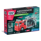 Kit de constructie, Clementoni, Science &amp; Play, Masina de pompieri, 120 piese
