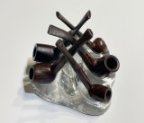 Cumpara ieftin Suport din sticla Georgshutte Glasdesign Art prevazut cu cinci pipe vechi