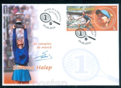 2018 - Romania,LP.2209 ,Mi.7444,Simona Halep,tenis,FDC-Plic Prima Zi foto