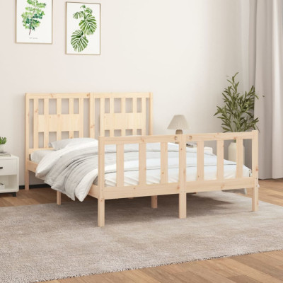 vidaXL Cadru de pat cu tăblie, 120x200 cm, lemn masiv de pin foto