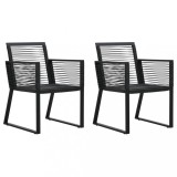 Scaune de grădină, 2 buc., negru, ratan PVC