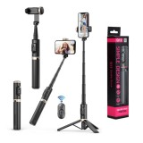 Selfie Stick cu Trepied Stabil si Telecomanda, 73cm - Techsuit (Q12) - Black