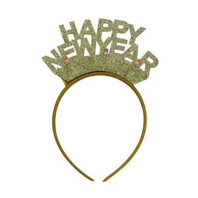 Bentita/cerc happy newyear, unisize, auriu foto