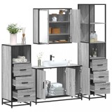 Set de mobilier de baie 4 piese Lemn stratificat gri Sonoma