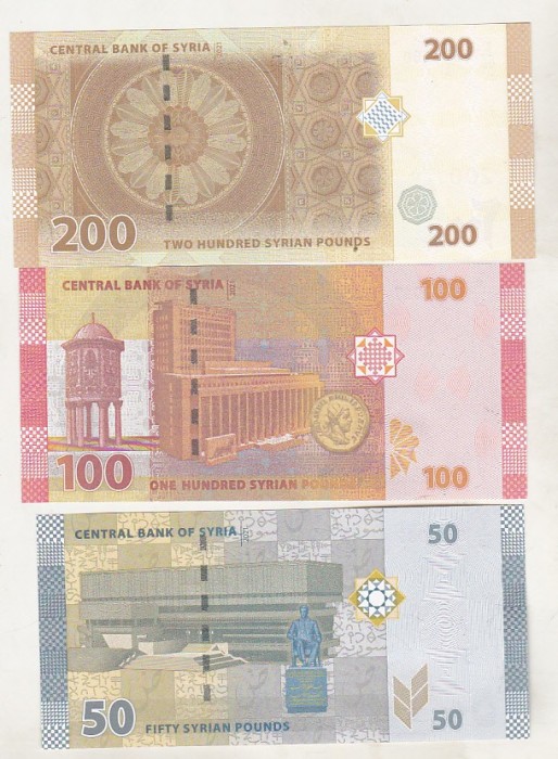 bnk bn Siria set 3 bancnote 2021 unc - 50+100+200 lire