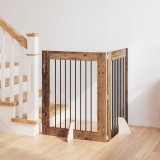 vidaXL Poartă pentru c&acirc;ini cu suporturi 2 pcs Lemn vechi 80 x 100 cm 892041