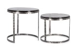 Cumpara ieftin Set 2 masute otel argintiu negru sticla Zayla 39x36 cm; 46x45 cm