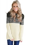 A629-1151 Pulover in trei culori, cu guler inalt, M, M/L