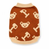 Pulover Tricotat pentru C&acirc;ini Mici, Model Ursuleți, Maro
