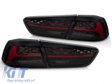 Set de stopuri LED tuning potrivite pentru Mitsubishi Lancer 2008-2016 sedan cu baza fumurie, cu semnalizator dinamic, cu functia "Intampinare", stang