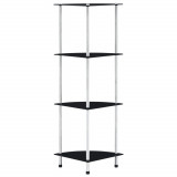 Cumpara ieftin Raft cu 4 niveluri, negru, 30 x 30 x 100 cm, sticlă securizată