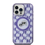 Husa iPhone 15 Karl Lagerfeld IML MagSafe, Monogram Karl&amp;Choupette Head, mov, KLHMP15SHMCKMHU