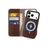 Husă portofel detașabilă din piele naturală pentru iPhone 17 Pro 6.3-inch, &icirc;ncărcare wireless, blocare RFID