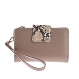Portofel taupe elegant cu detaliu animal print si inchidere practica