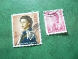 2 Timbre Hong Kong 1962 - Regina Elisabeta II , val. 25c si 2$ stampilat