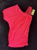 Rochie Mini Sexy Roz Neon Asimetrica 5 Bretele H&M Italy, Club/Plaja, S/M/L/XL