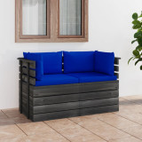 Canapea gradina din paleti cu perne, 2 locuri, lemn masiv pin GartenMobel Dekor, vidaXL