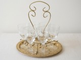 Set servit tarie alama, bronz, cristal, stil Victorian, vintage