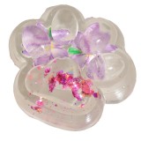 Jucarie antistres squishy, flippy, labuta de pisica pufoasa, cu revenire lenta, 7 x 6.5 cm, model flori 2, transparent