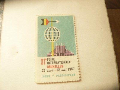 Vigneta Bruxelles - Al 31-lea Targ International 1957 ,fara guma foto