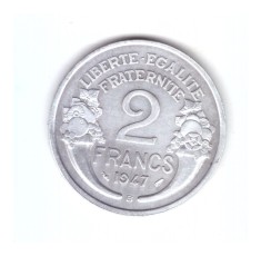 Moneda Franta 2 francs/franci 1947 B, stare foarte buna, curata